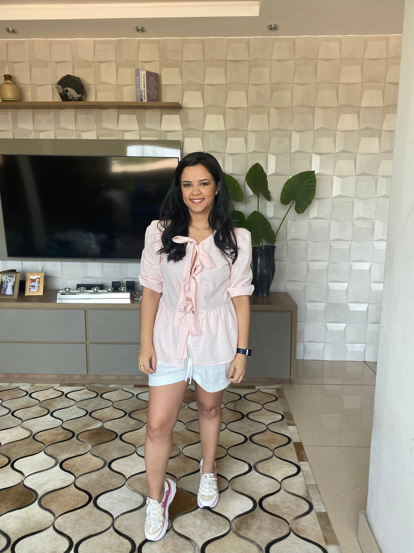 BATA LISTRADA COM TIRAS LARGAS