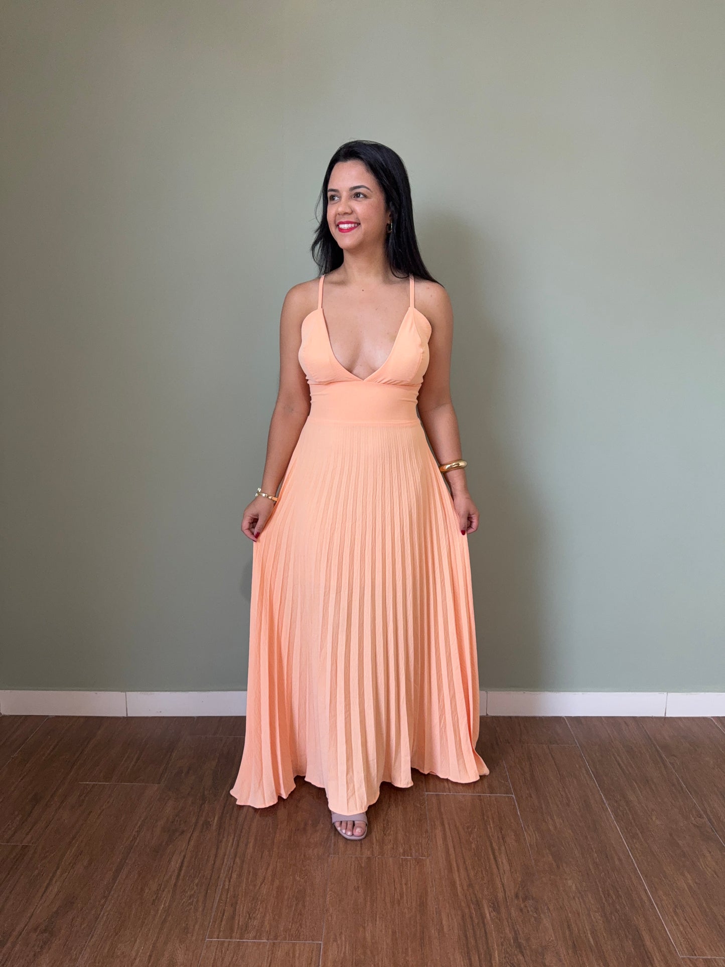 VESTIDO ÁGATA | CORAL PLISSADO