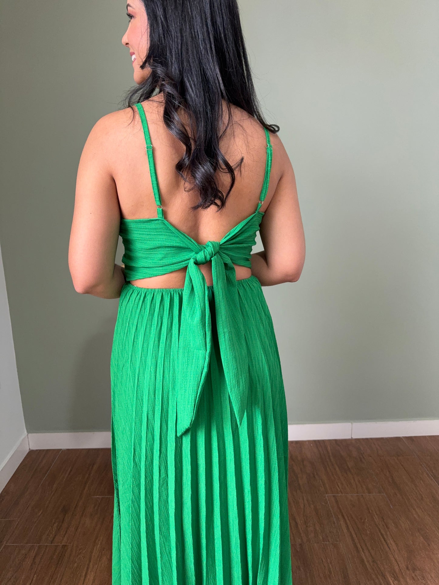 VESTIDO ÁGATA | VERDE PLISSADO