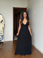 VESTIDO ÁGATA PRETO PLISSADO
