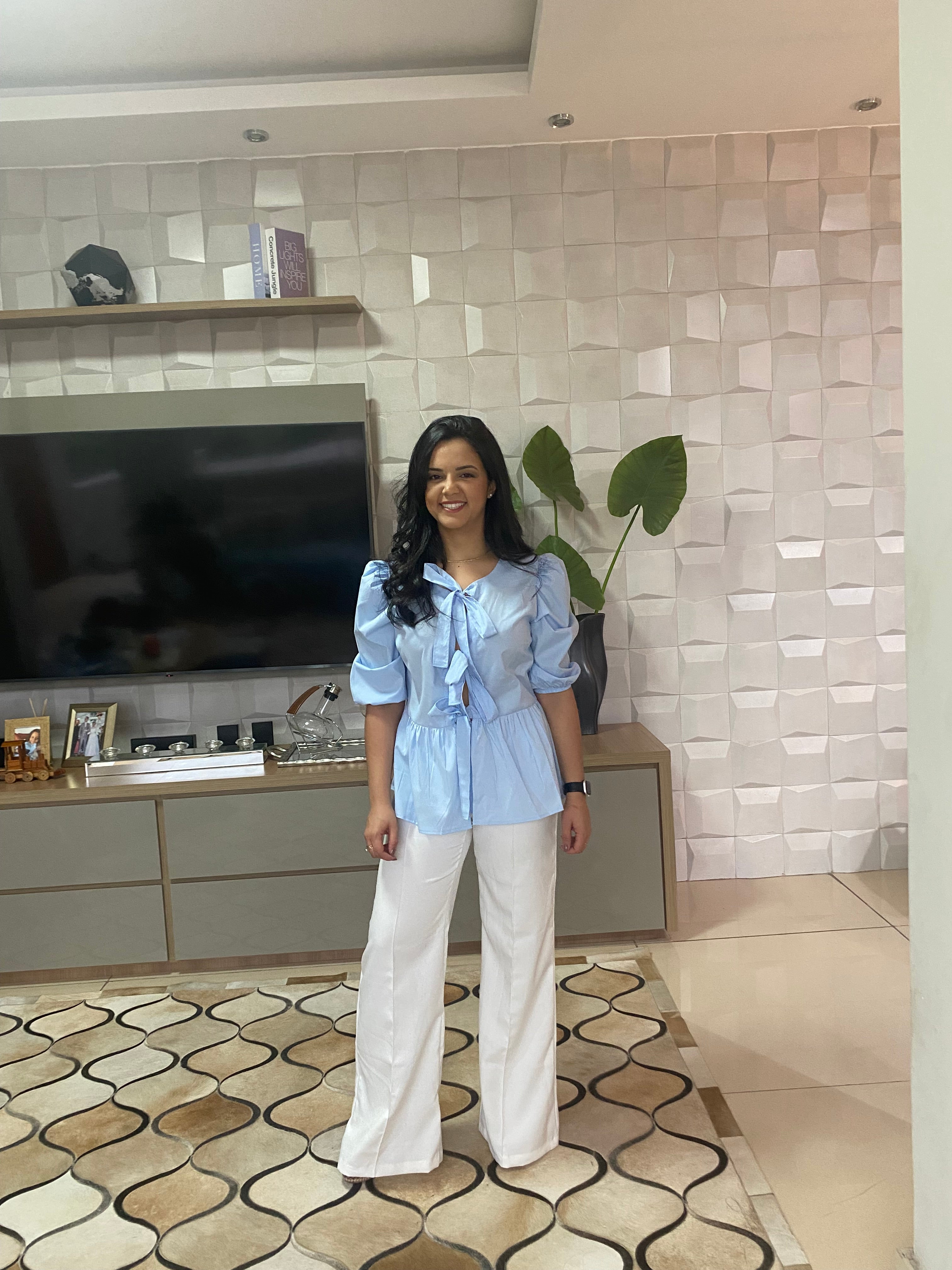 BATA AZUL PASTEL COM TIRAS LARGAS