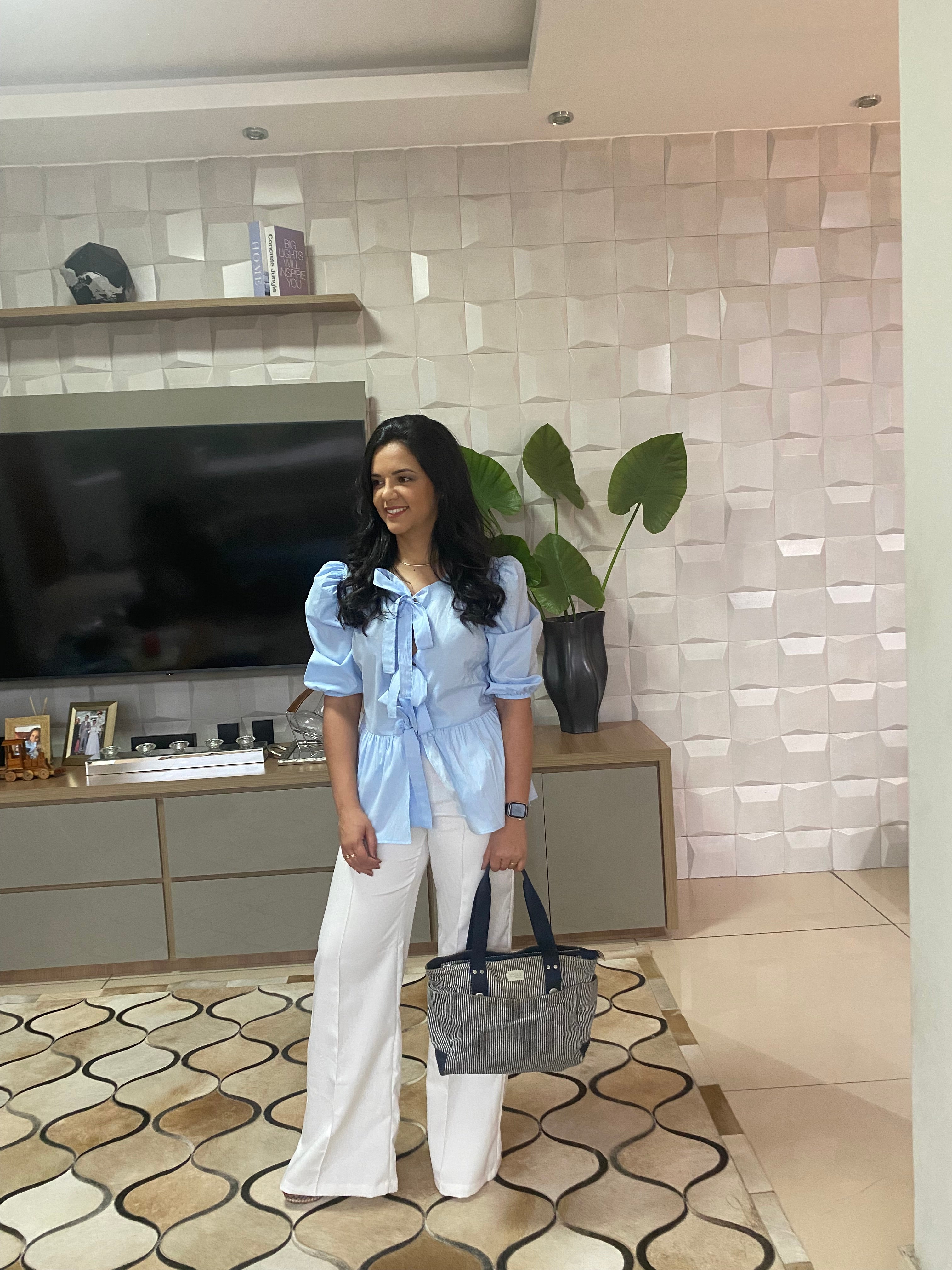 BATA AZUL PASTEL COM TIRAS LARGAS