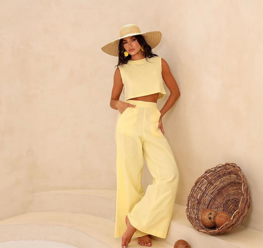 CONJUNTO ELOÁ AMARELO MANTEIGA