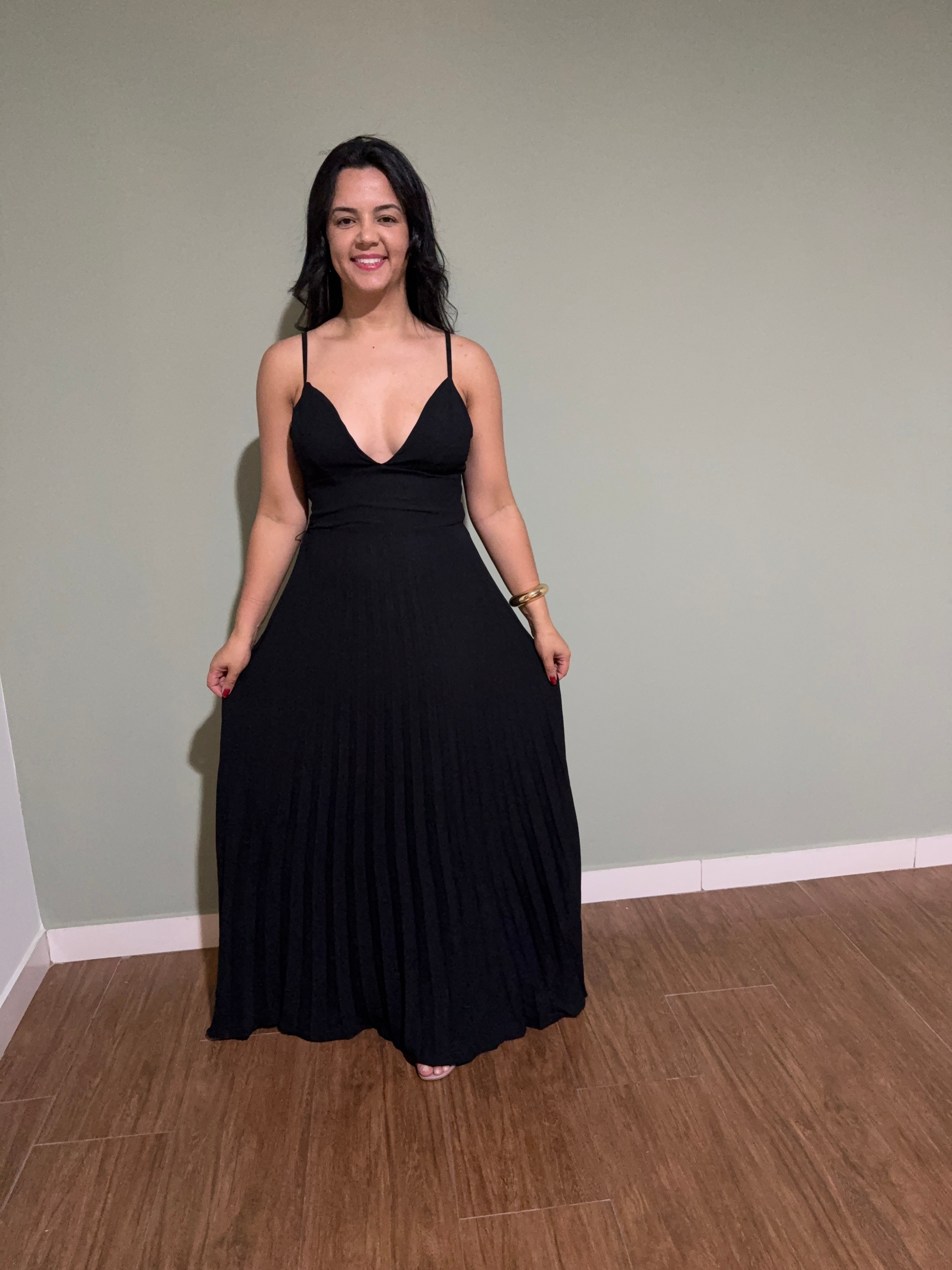 VESTIDO ÁGATA | PRETO PLISSADO