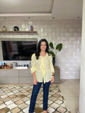 BATA AMARELO MANTEIGA COM TIRAS LARGAS
