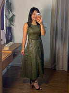 VESTIDO MIDI GRISELA | COURO SOFT