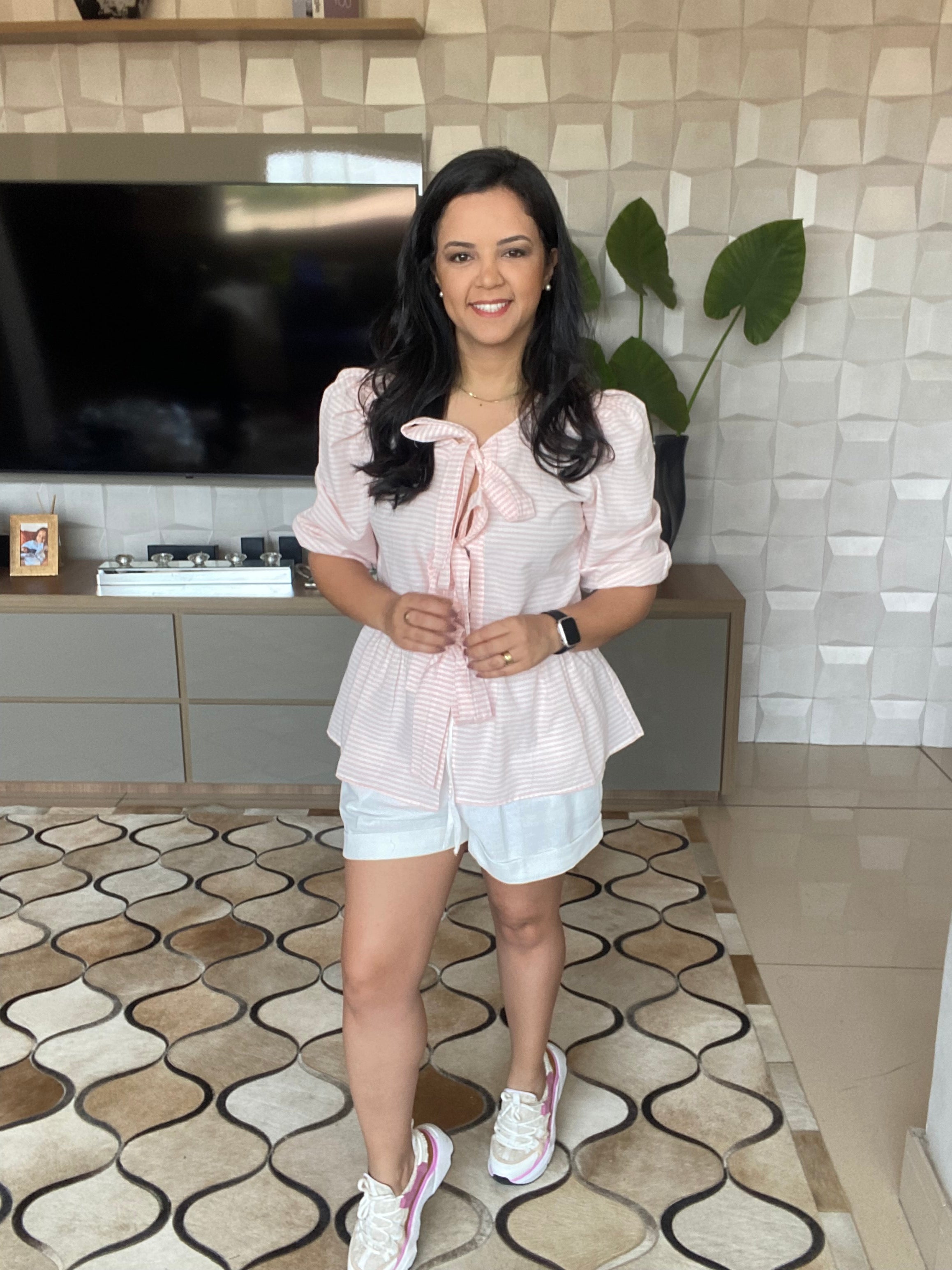 BATA LISTRADA COM TIRAS LARGAS