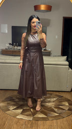 VESTIDO MIDI GRISELA | COURO SOFT