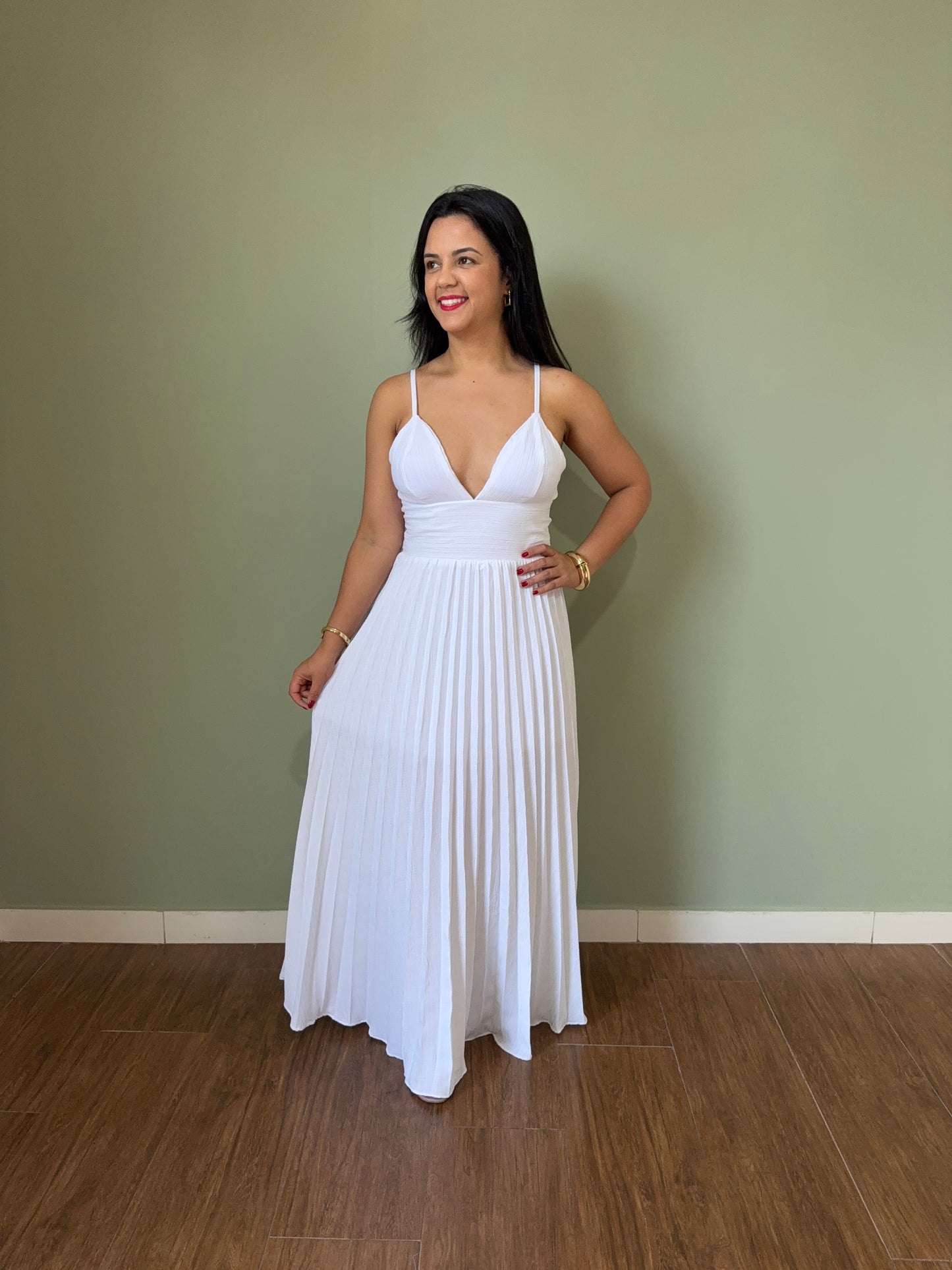 VESTIDO ÁGATA | BRANCO PLISSADO