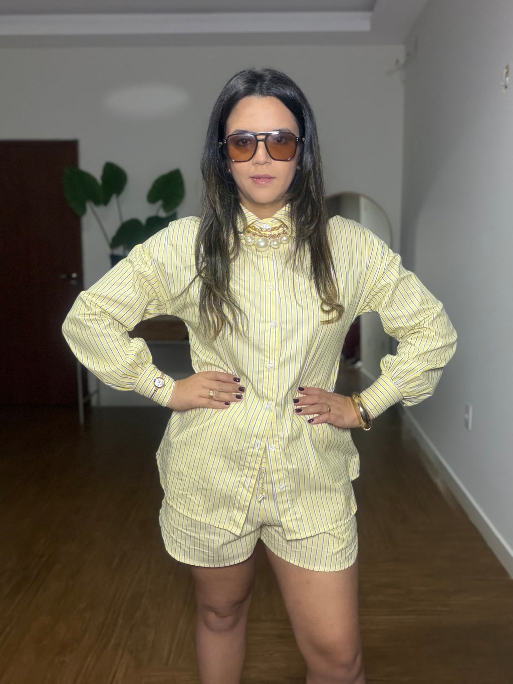 CONJUNTO LAYNARA AMARELO LISTRADO