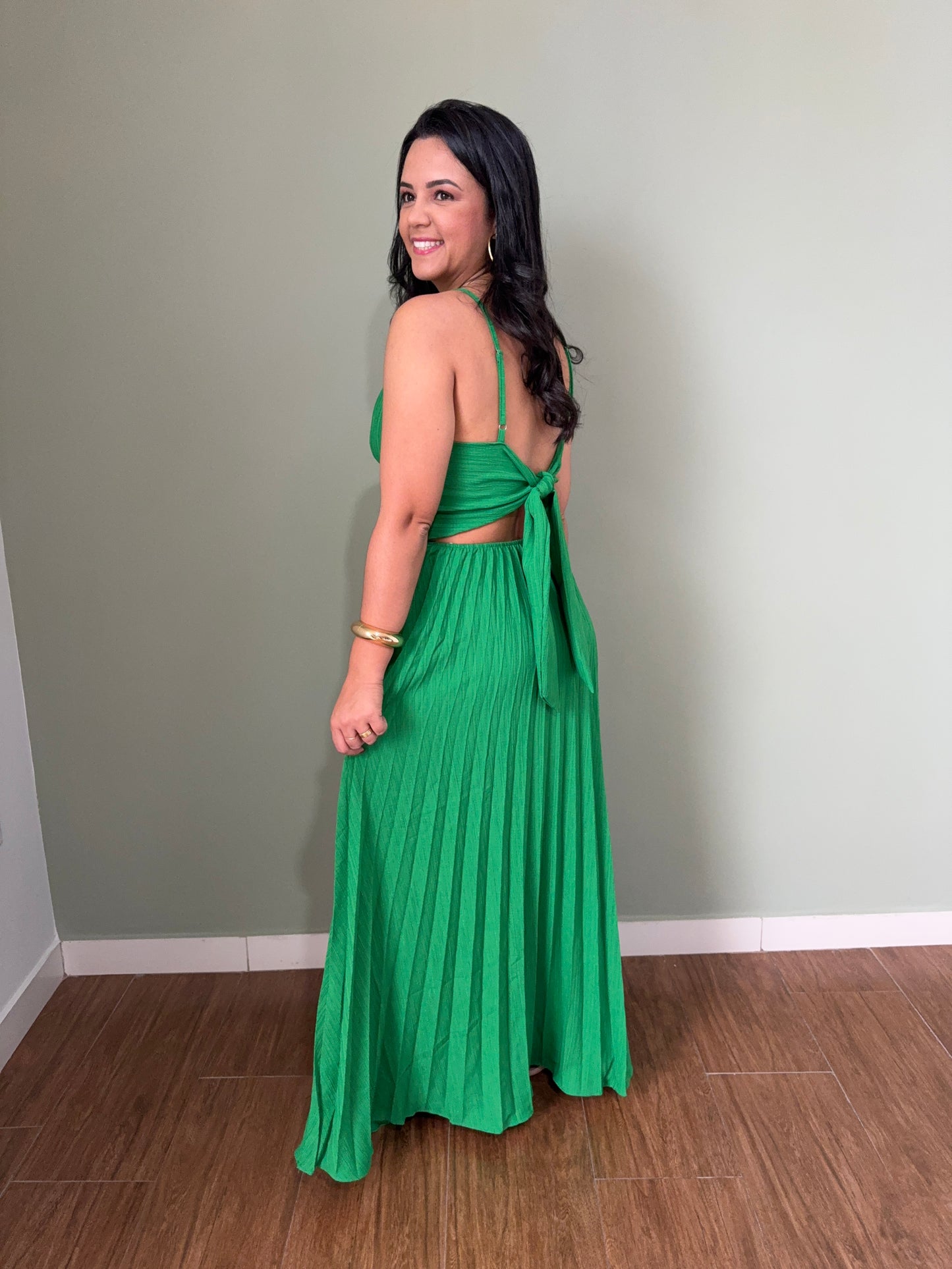 VESTIDO ÁGATA | VERDE PLISSADO