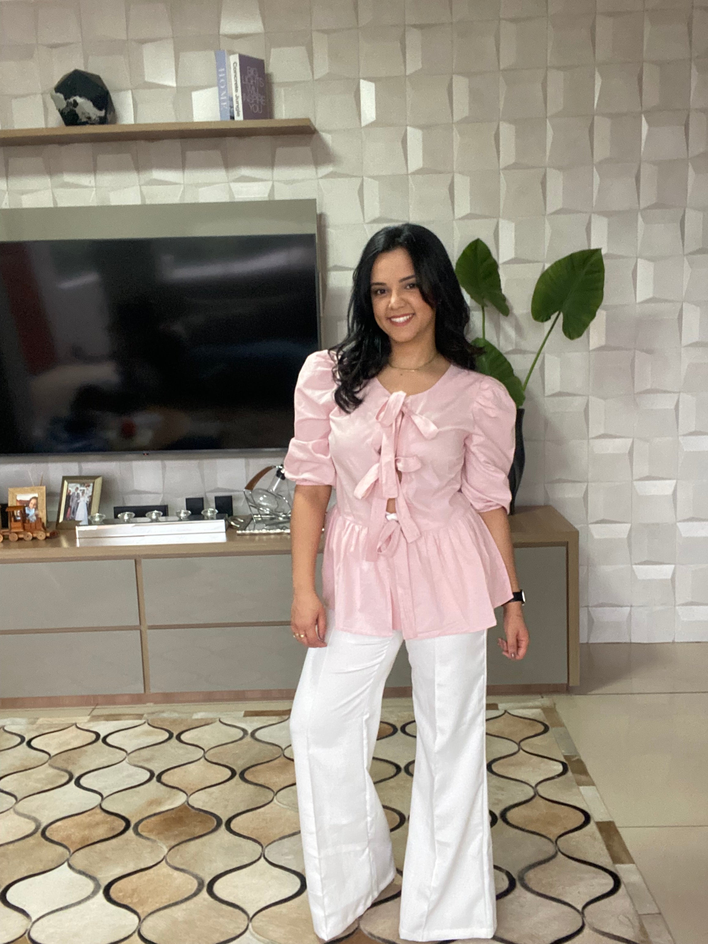 BATA ROSÉ COM TIRAS LARGAS