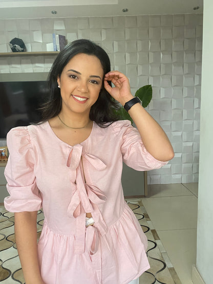 BATA ROSÉ COM TIRAS LARGAS