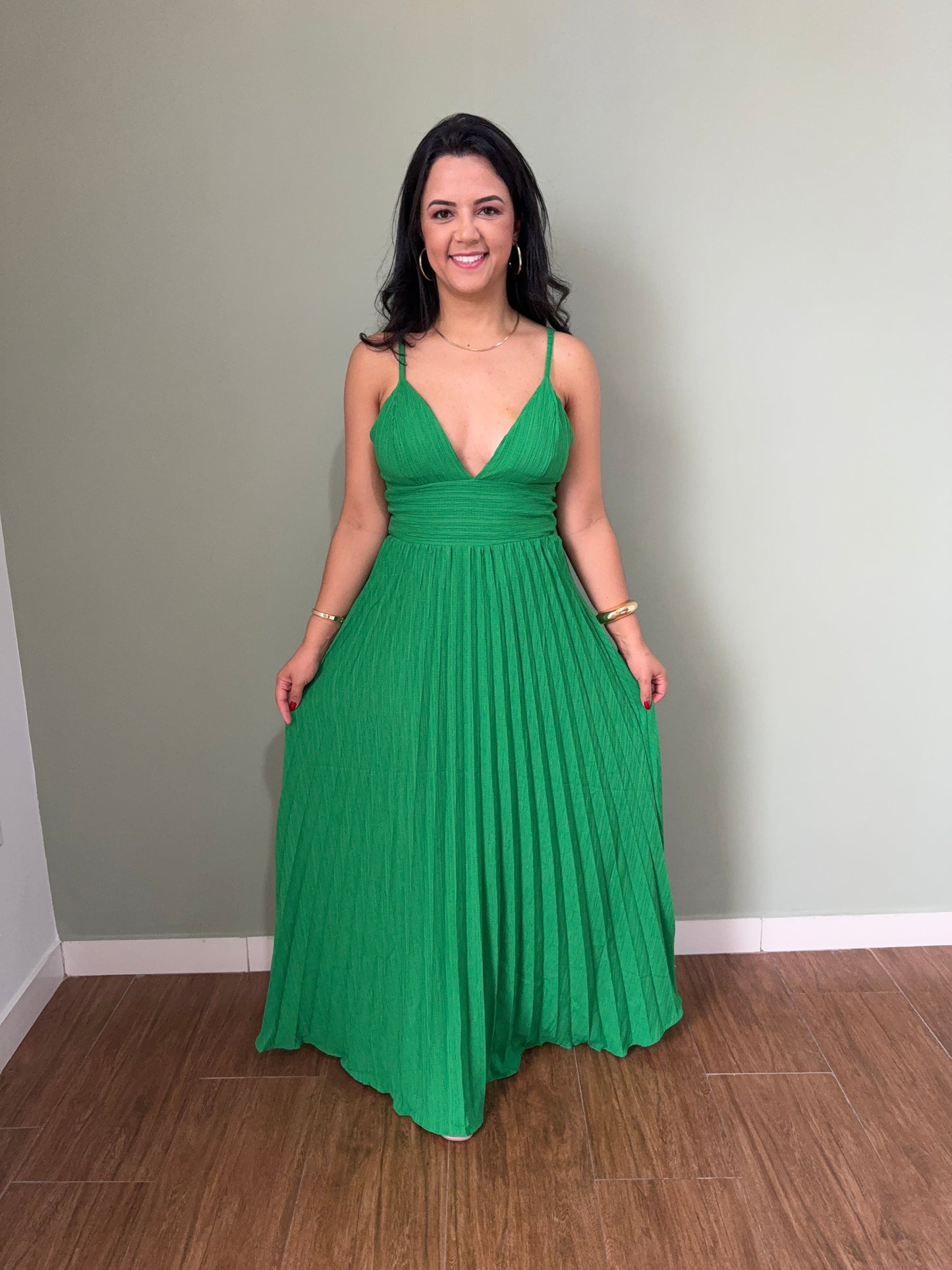 VESTIDO ÁGATA | VERDE PLISSADO