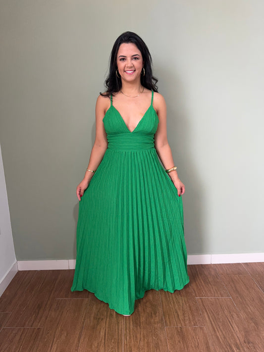 VESTIDO ÁGATA | VERDE PLISSADO