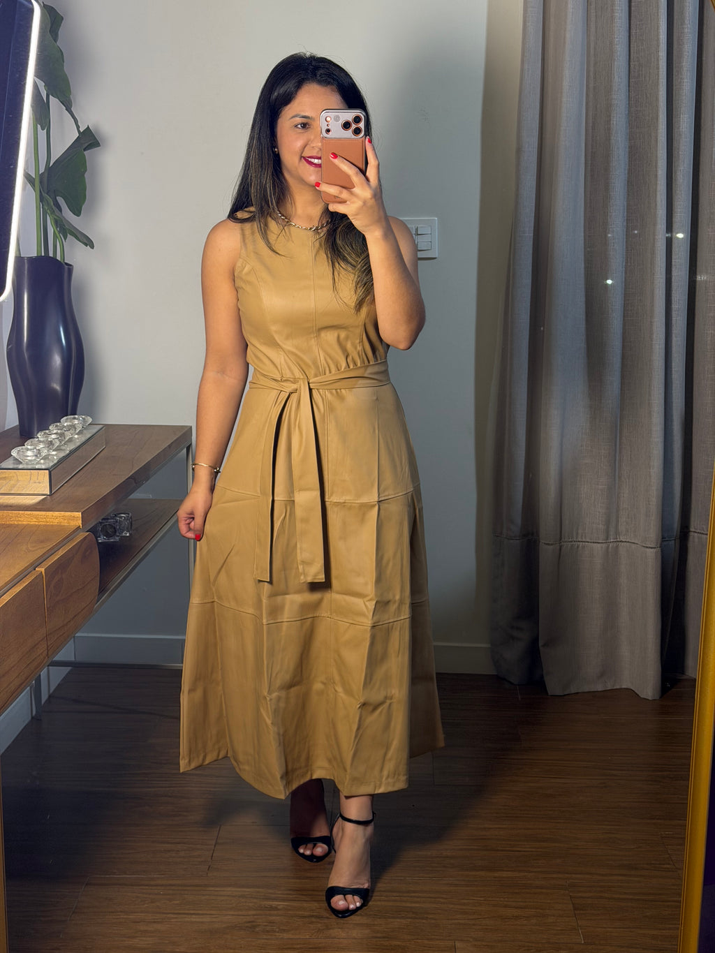 VESTIDO MIDI GRISELA | COURO SOFT