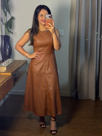 VESTIDO MIDI GRISELA | COURO SOFT