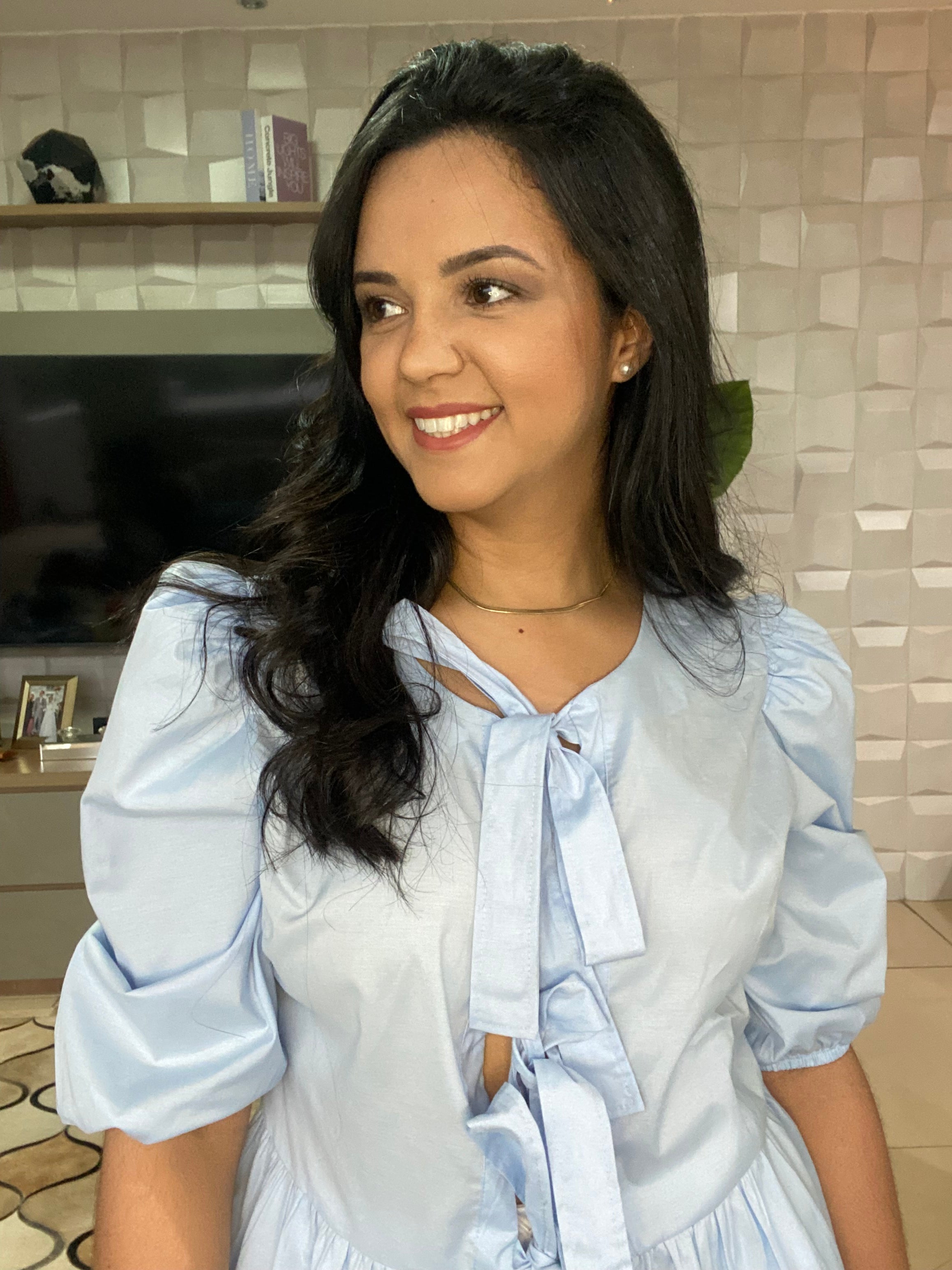 BATA AZUL PASTEL COM TIRAS LARGAS