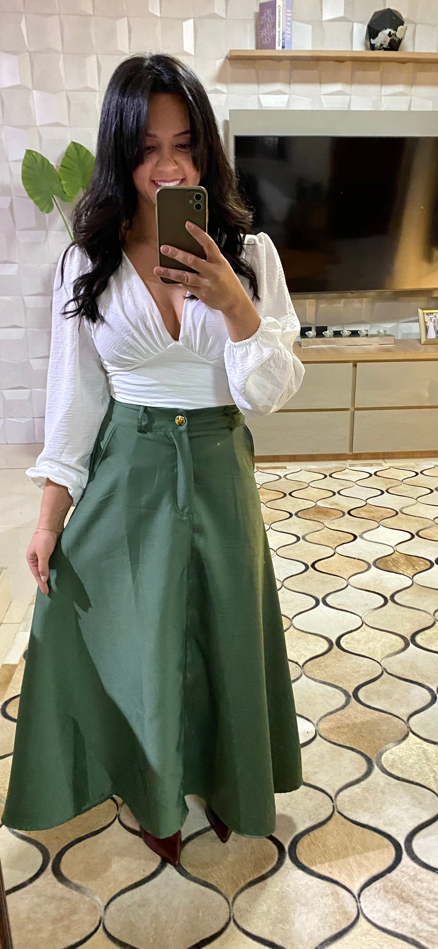 CROPPED DE MANGA COMPRIDA E DECOTE V