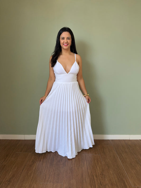 VESTIDO ÁGATA | BRANCO PLISSADO
