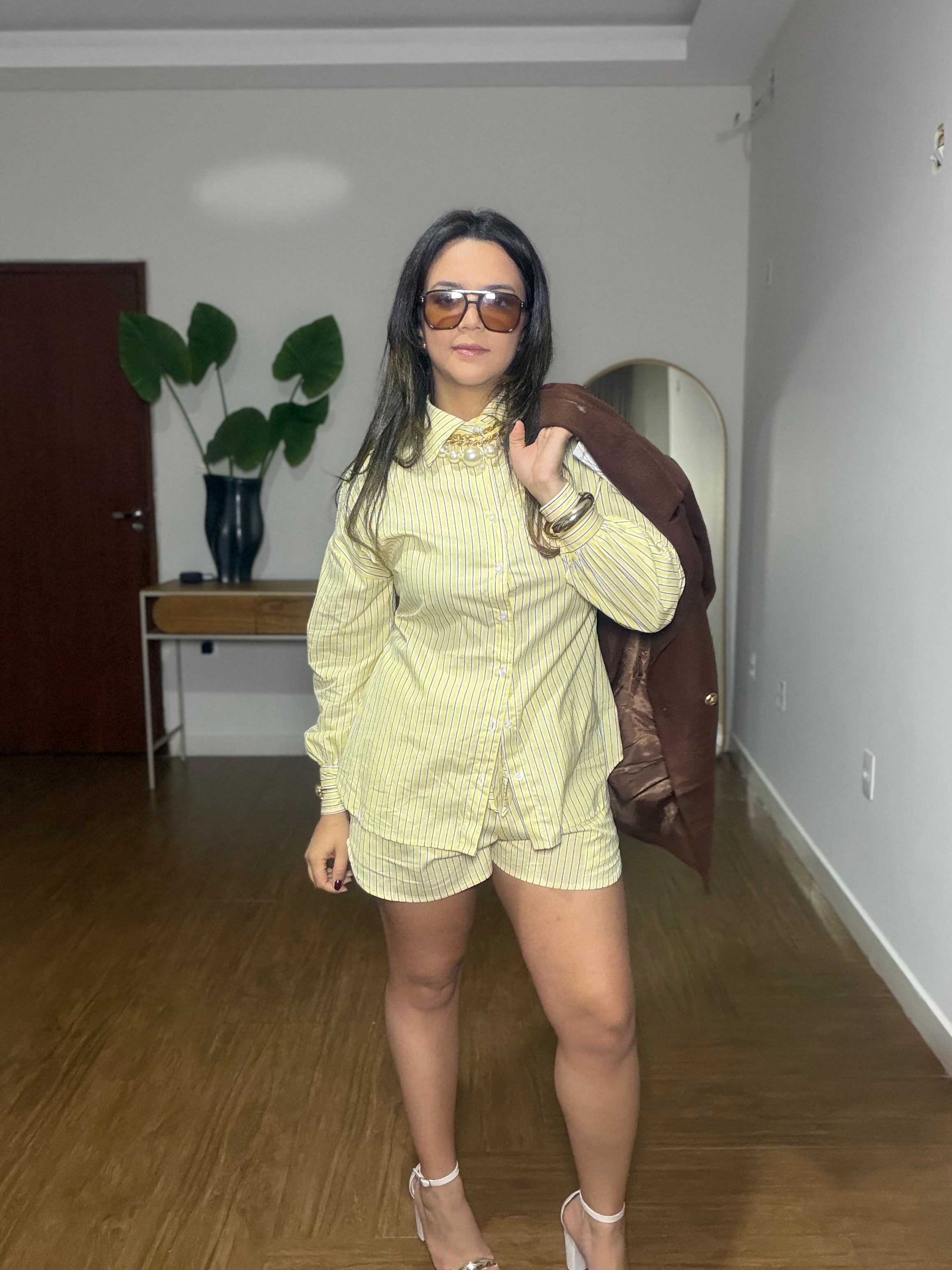 CONJUNTO LAYNARA AMARELO LISTRADO