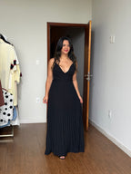 VESTIDO ÁGATA PRETO PLISSADO