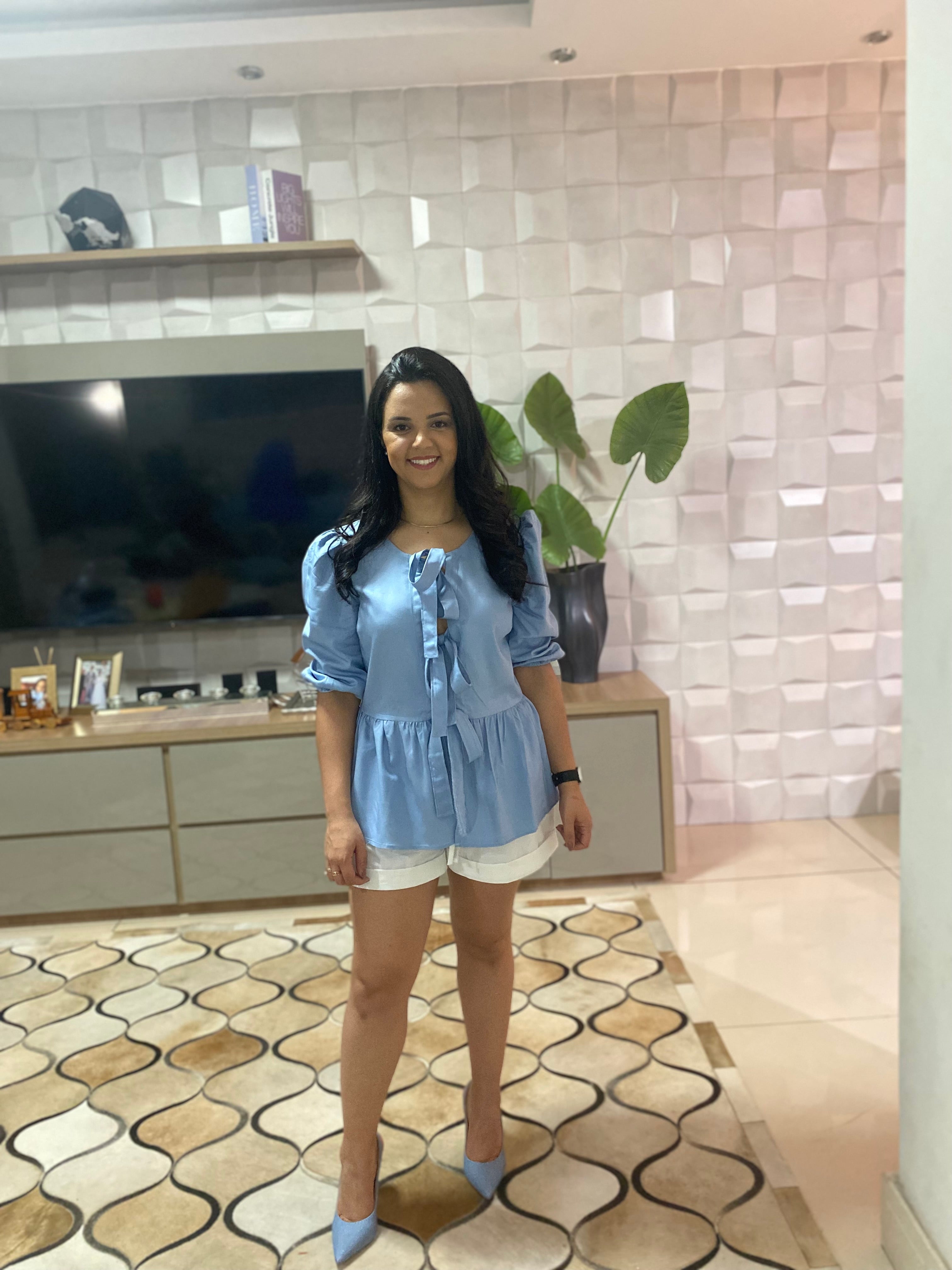 BATA AZUL COM TIRAS LARGAS